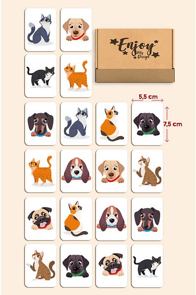 Enjoymydesign Cute Cat Dog Matching Memory Game Memory Game Wooden Educational Toy