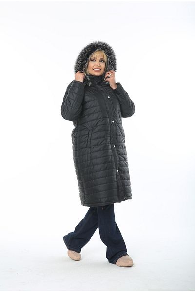 By Alba Collection Women's Black Puffer Quilted Large Size Coat