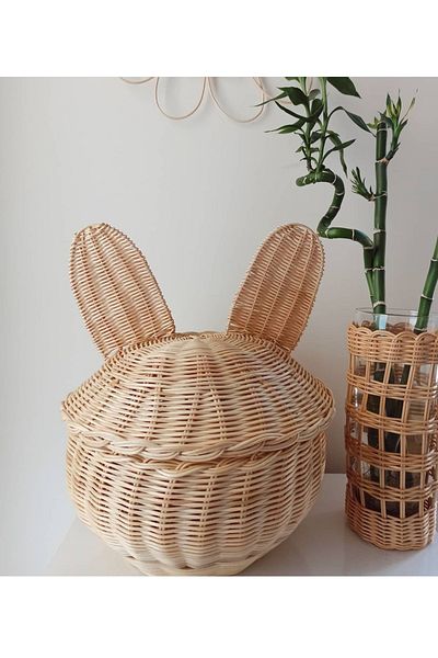 gudelidekor Wicker Bamboo Rattan Children's Room Ear Basket