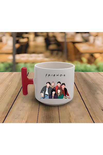RHG Art Latte & Espresso Handmade Friends Printed Red T Handle Mug 200 Ml