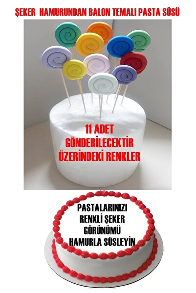 Pasta9 Şeker Hamurundan Yenilebilir Renkli Şekerler Pasta Süslemesi 11 Adet