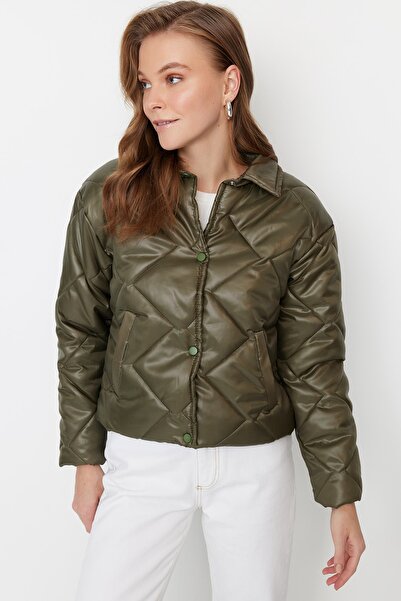 Trendyol Collection Winter Jacket - Khaki - Double-breasted