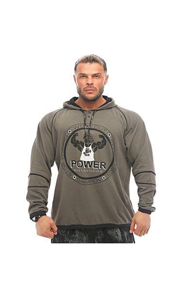 Big Sam Khaki Green Winter Hooded Sweatshirt 4667