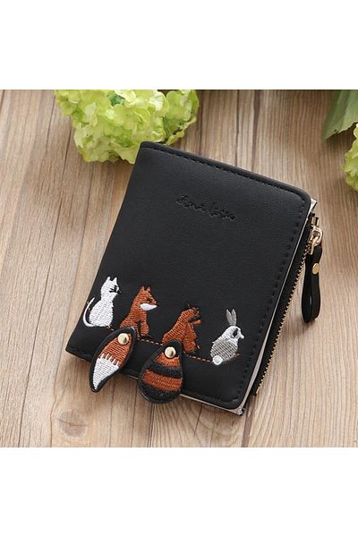 SYNOPE Cute Animal Printed Women Girl Small Wallet Pu Leather Small Hand Bag