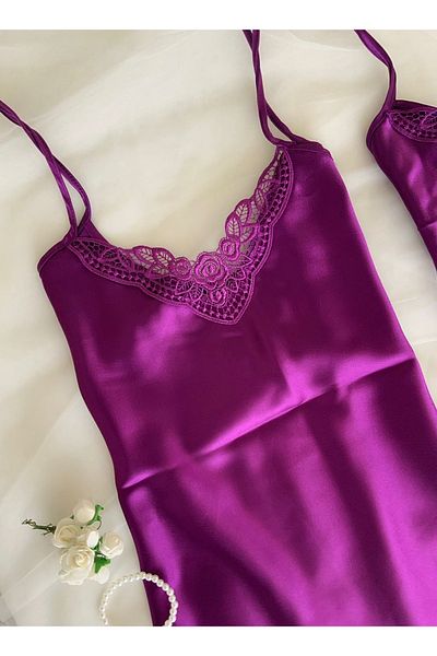 MH Moony Homewears Комплект от 3 сатенено лилави рубинени