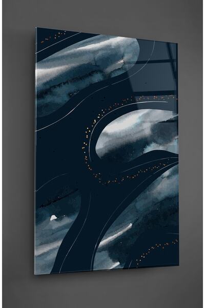 TAULART Tablou din sticlă cu model acrilic de culoare închisă