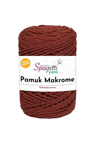 Spagettiyarn Pamuk Makrome 3mm Kiremit El Örgü Ipliği