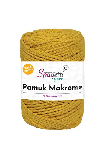 Spagettiyarn خيط حياكة يدوي أصفر من القطن مكرامية 3 مم