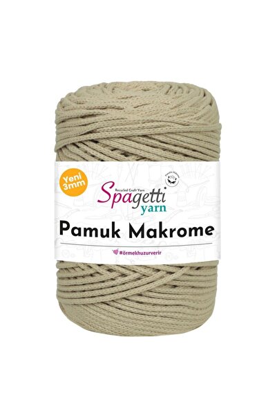 Spagettiyarn Pamuk Makrome 3mm Bej El Örgü Ipliği