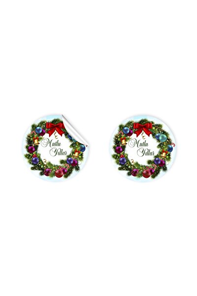 anka design Mutlu Yıllar Kuşe Sticker 4x4cm 36 Adet