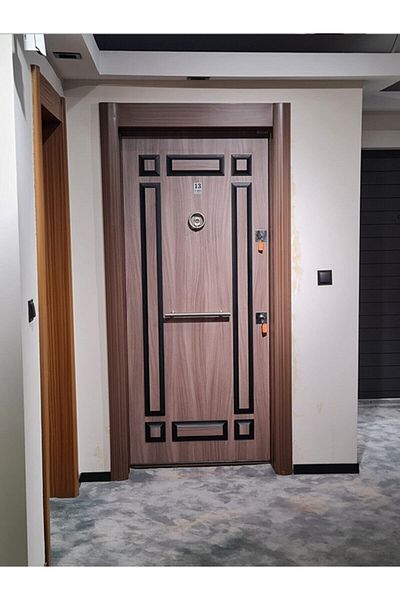 Tezdoor Steel Door Clawed System Antique Frame Embossed Model Apartment Door Steel Door Left Opening
