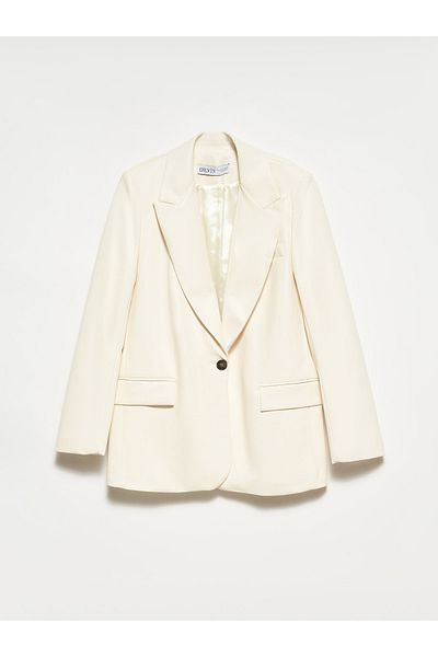 Dilvin 6871 Faux Leather Jacket-ecru