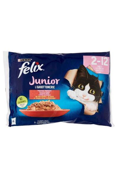 FELIX Junior Tavuk Ve Sığır Etli Pouch Yavru Kedi Yaş Maması 4 X 85 Gr