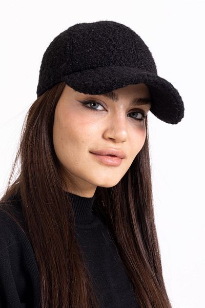 LadyColor Women's Hat Plush Pompom Fabric Black