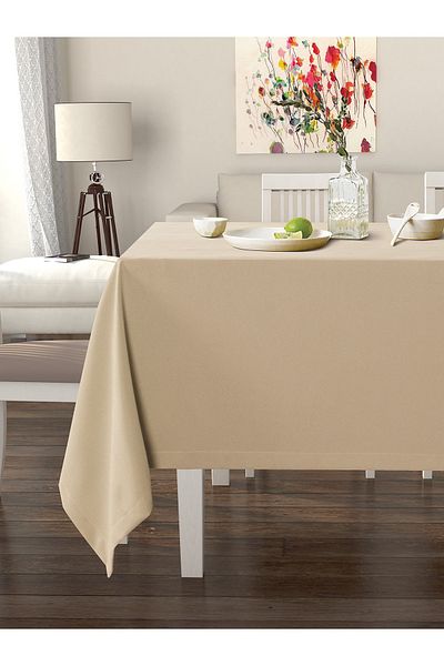 Pastel Khaki Color Tablecloth Velvet Textured Stain Resistant
