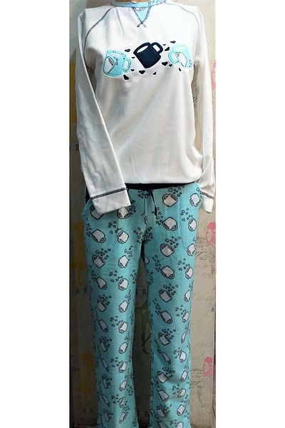 Marilyn Pijama Σετ Πιτζάμες Fleece Εκρού-πράσινο