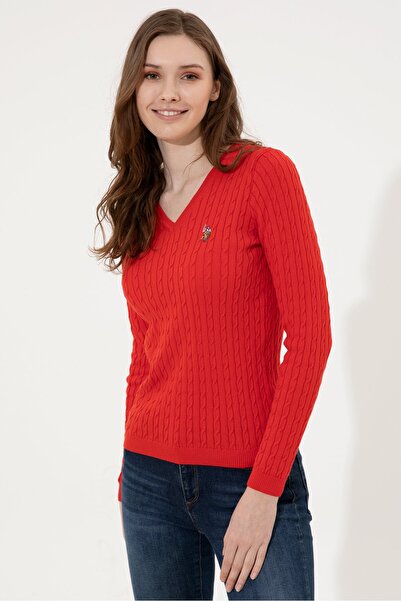 U.S. Polo Assn. Kırmızı Kadın Kazak