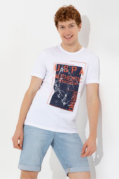 U.S. Polo Assn. Ανδρικό λευκό μπλουζάκι