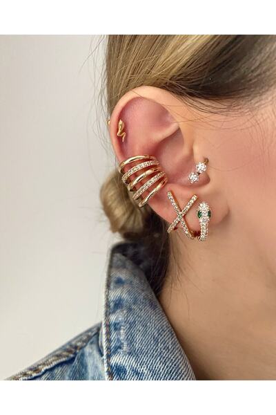 Okkostore Kadın Kalın Boğumlu Earcuff Kıkırdak Küpe