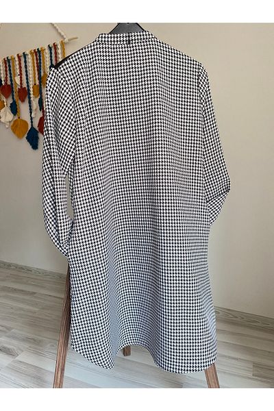 sinankardeşler Γυναικείο καρό λευκό μπουφάν Hijab με φερμουάρ