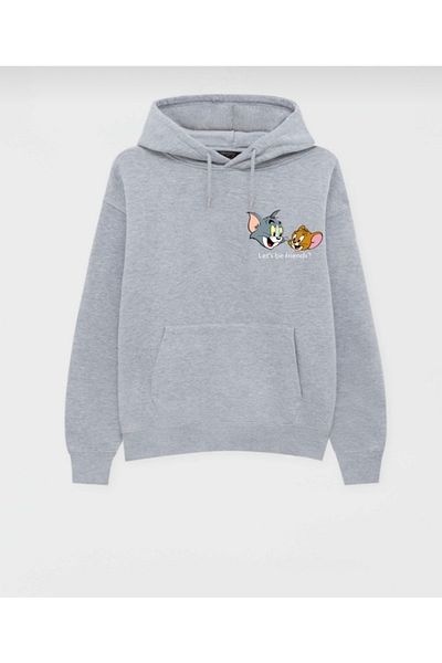 BYMEER Unisex γκρι φούτερ Tom & Jerry Hooded