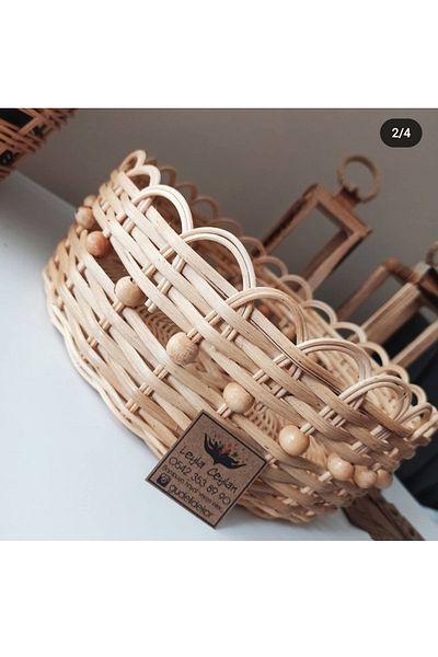gudelidekor Wicker Bamboo Rattan Organizer Multi-Purpose Basket 27x10 Cm
