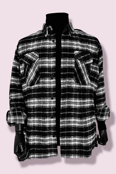 Marca Uno Plus Size Lumberjack Winter Shirt with Double Pockets and Buttons