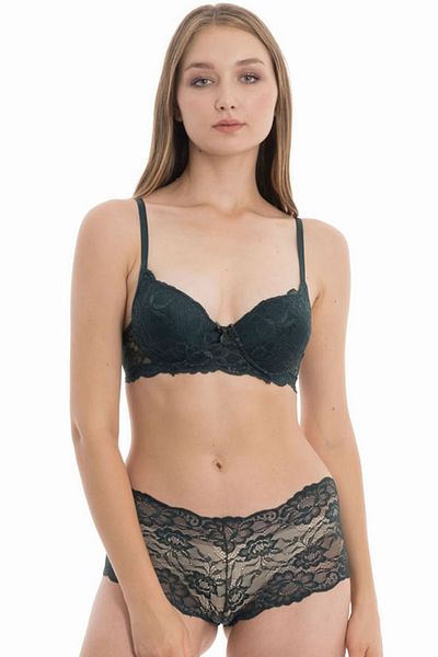 Moda Lime Σετ εσώρουχα με μοτίβο λουλουδιών με πράσινο διαφανές κάτω μέρος Σετ εσώρουχα Südyen Hipster