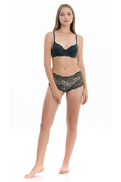 Moda Lime Σετ εσώρουχα με μοτίβο λουλουδιών με πράσινο διαφανές κάτω μέρος Σετ εσώρουχα Südyen Hipster
