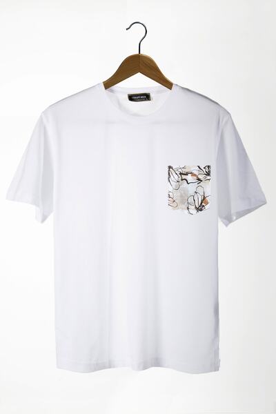 COLLIE Tricou oversize alb cu buzunare unisex