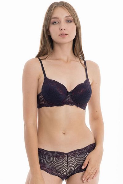 Moda Lime Οριζόντια δαντέλα με μοτίβο μωβ κάτω επάνω μέρος Südyen διαφανές Hipster εσώρουχα Γυναικεία σετ εσωρούχων