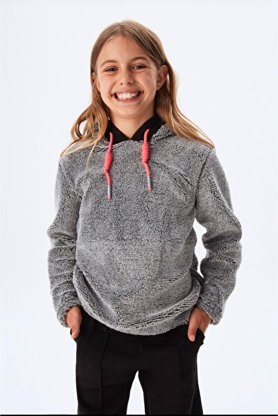 nk kids Girl's Hooded Waist Zipper Closure Lace-up Wellsoft Sweatshirt