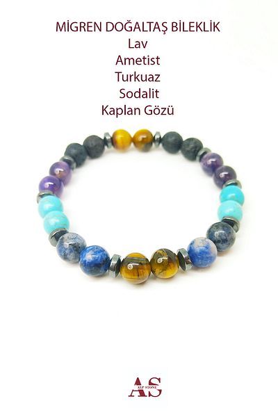 Armis 8 mm Mixed Natural Stone Migraine and Headache Bracelet