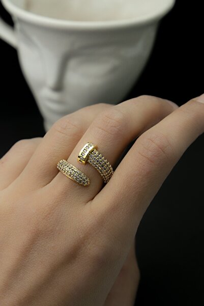 legand Gold Zirkon Taşlı Ayarlanabilir Çivi Model Yüzük