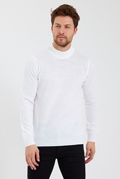 Minharir White Half Fisherman Knitwear Sweater