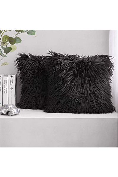sevaradekor Husă de pernă de pluș Long Furry Black