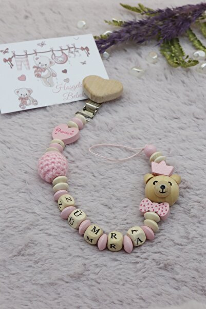 lilamtasarım Bebek Emzik Zinciri- Isimli Emzik Askısı