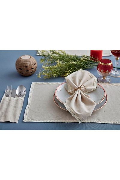 KİRAZHOME Helen 6-Piece Cream Laced American Service + θήκη για κουτάλι