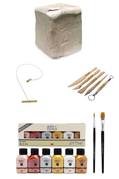 GLANCE Ceramic Dough 6 Kg Artdeco Acrylic Paint 6x75 Ml Metallic Colors Ceramic Starter Set