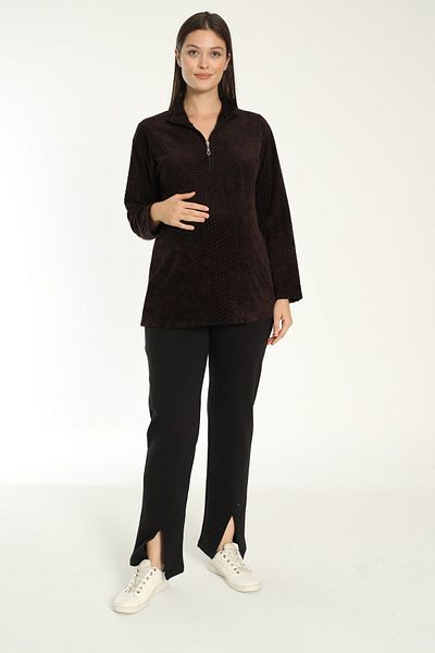 Miss Dünya Lissa Brown Velvet Maternity and Maternity Sweatshirt