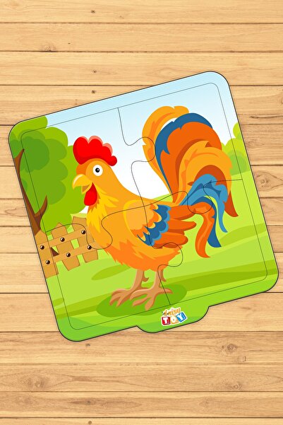 enozeli Ilk Puzzle'ım 4 Parça Çiftlik Hayvanları Horoz Yapboz