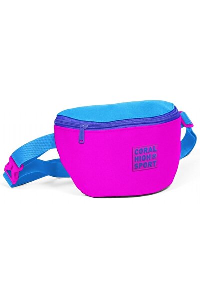Coral High Sport Pink-Blue Two-Compartment Waist Bag