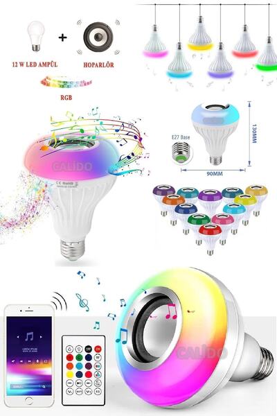 Calido Elektronik 12 W E27 Duy Kumandalı Bluetooth Hoparlör Lamba Rgb Led Amp...