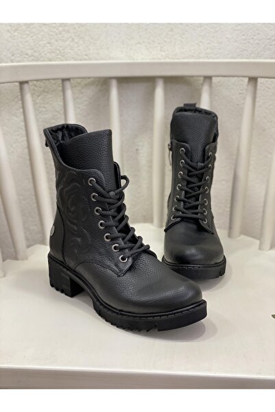 Mammamia D22kb-1000 Yanı Kabartma Desen Detaylı Hakiki Deri Postal Bot