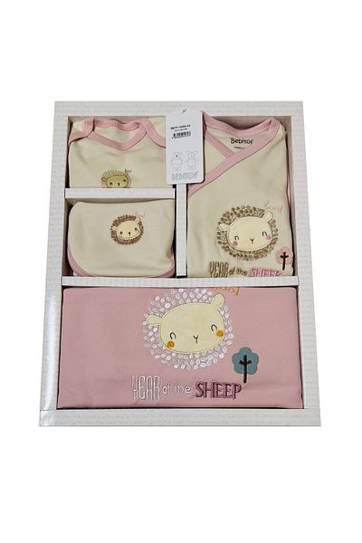 Bebitof Newborn Girl Lamb Patterned 10-Piece Hospital Exit 100% Cotton
