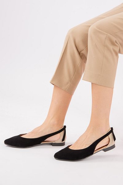 Fox Shoes حذاء باليرينا نسائي أسود/أسمر H726324002