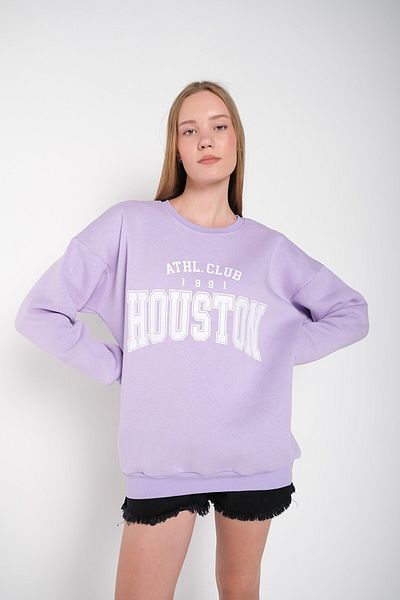 MODAGEN Dámska oversize mikina Lilac Houston s potlačou Crew Neck
