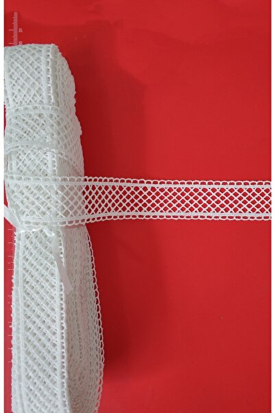 DUAYEN Güpür Dantel Dar Bant Kare Desen 1 Metre