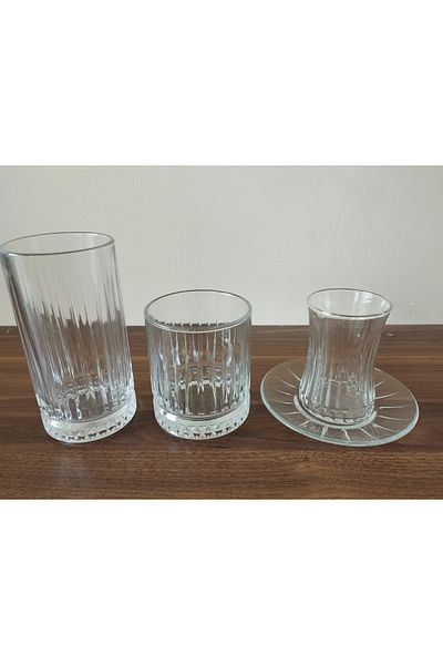 Paşabahçe Elysia Water Glass, Soft Drink Cup and Tea Set 24 Pieces