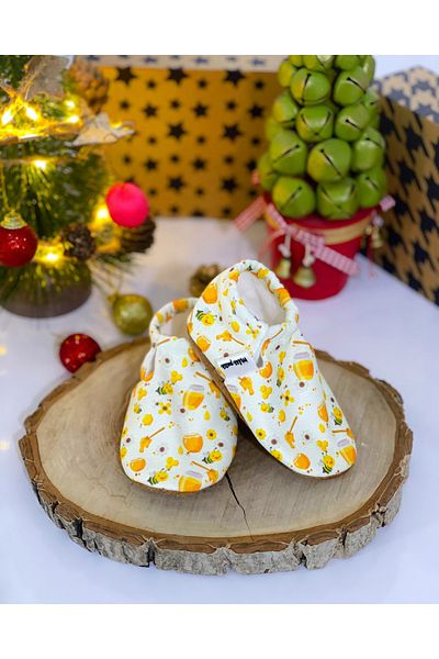 FG Store 100% Calfskin Non-Slip Sole Baby Booties